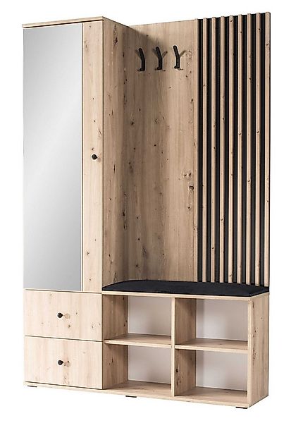 Marmex Möbel Garderobenschrank CALI mit Spiegel, Schubladen und Lamellen fü günstig online kaufen