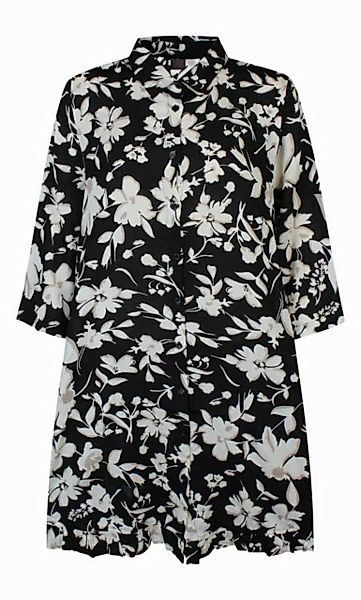 ZE-ZE Nordic Blusenkleid Blusenkleid schwarz Blumenmuster Blumenprint günstig online kaufen