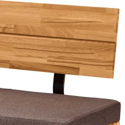 Sitzbank Esszimmer aus Wildeiche Massivholz Webstoffbezug Braun günstig online kaufen