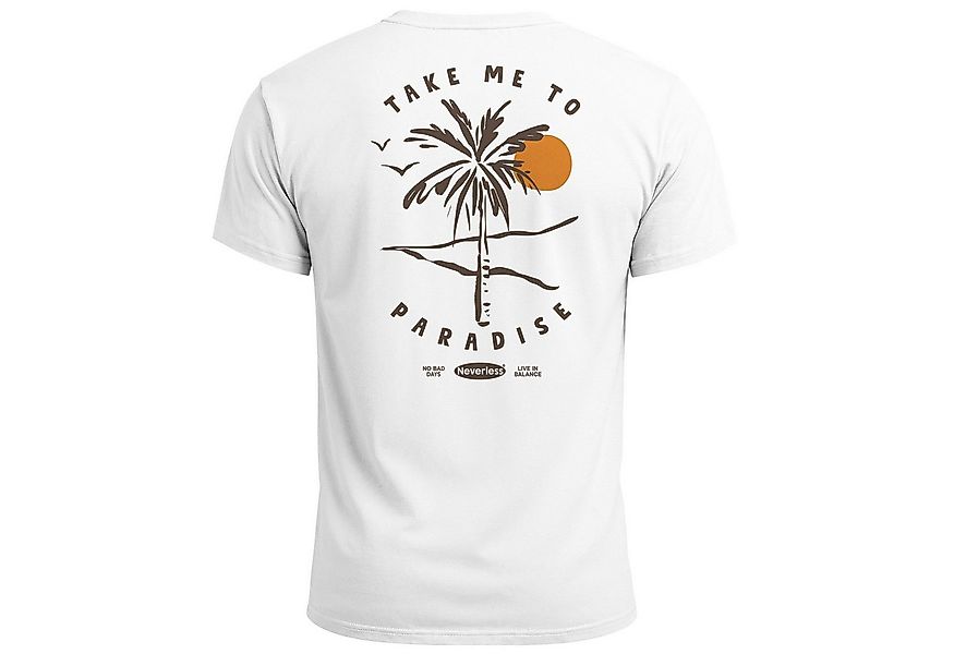 Neverless Print-Shirt Herren T-Shirt Backprint Palmen Aufdruck Sommer Grafi günstig online kaufen