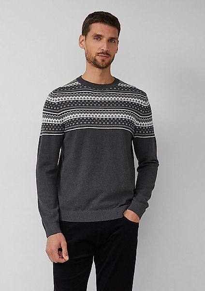s.Oliver Longpullover Strickpullover Baumwollpullover mit Norwegermuster günstig online kaufen
