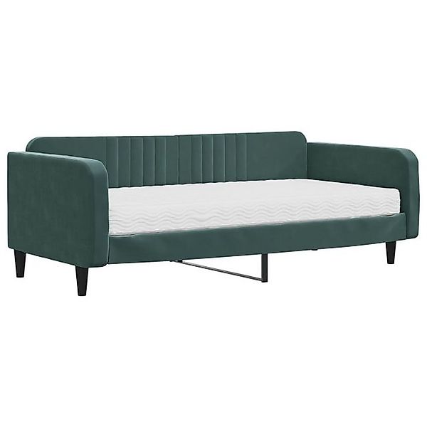 vidaXL Bett, Tagesbett mit Matratze Dunkelgrün 100x200 cm Samt günstig online kaufen