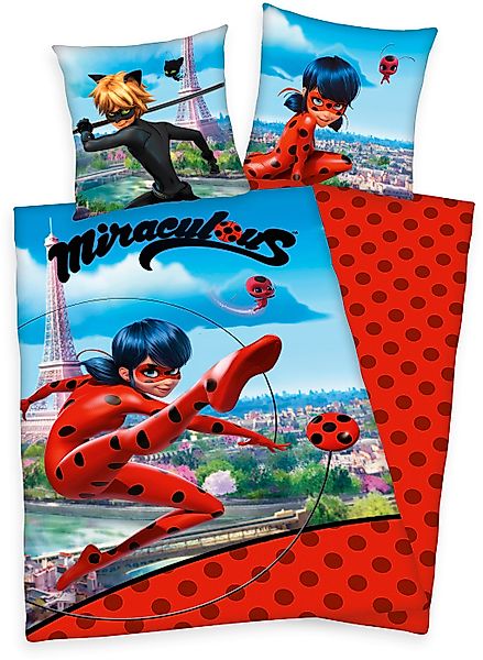 Kinderbettwäsche "Miraculous" mit tollem Ladybug- und Cat Noir-Motiv günstig online kaufen