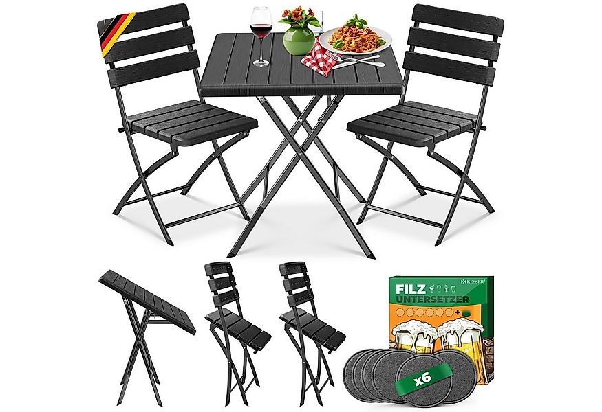 KESSER Bistrotisch 3-teiliges Bistroset (3-St., 1x Balkontisch mit 2 Stühle günstig online kaufen