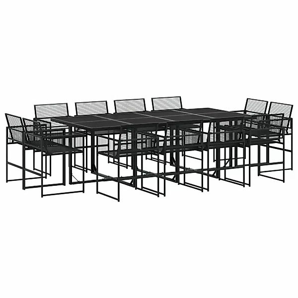 vidaXL 13-tlg Garten-Essgruppe Schwarz Poly Rattan Modell 2 günstig online kaufen