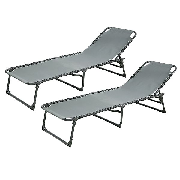 Svita 2er Set Gartenliege Sonnenliege Klappbar Verstellbar Hellgrau günstig online kaufen