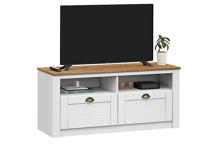 IDIMEX Lowboard BOLTON, TV Schwarz mit 2 Schubladen aus Massivholz mit Musc günstig online kaufen