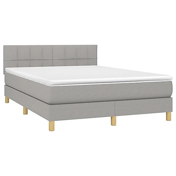 vidaXL Boxspringbett mit Matratze & LED Hellgrau 140x190 cm Stoff 3133709 günstig online kaufen