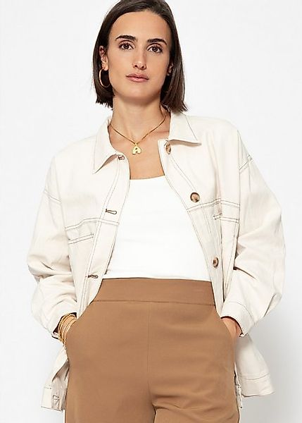SASSYCLASSY Blusenjacke Oversized Blusenjacke aus Baumwolle Damen Lässige B günstig online kaufen