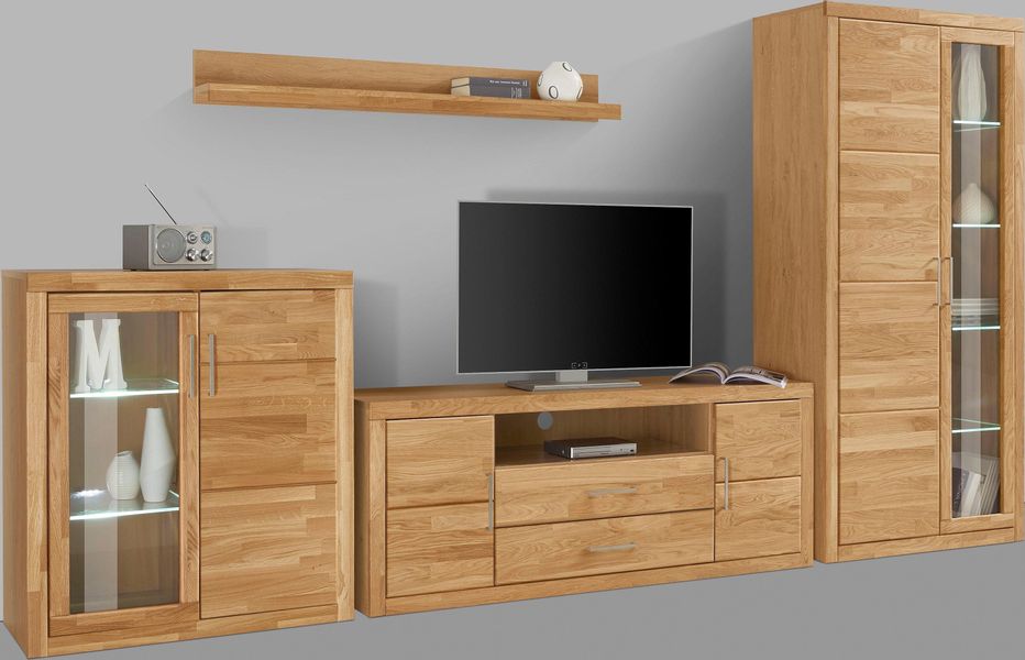 Home affaire Wohnwand "Logo" Set, 4 Stk. tlg. teilmassives Holz günstig online kaufen