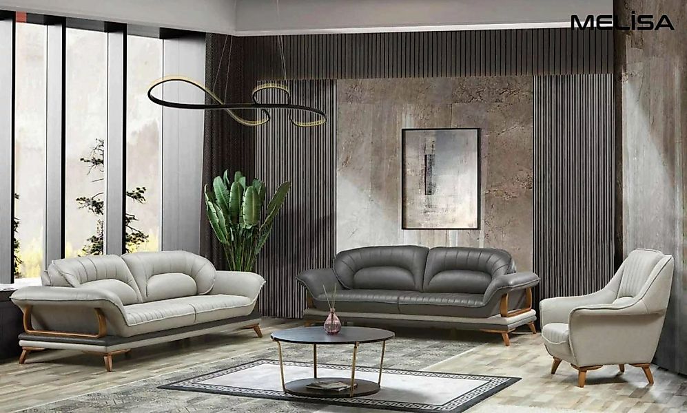 JVmoebel Sofa Luxus Garnitur Set Sofagarnitur 3+3+1 Sitzer Moderne Stoff So günstig online kaufen