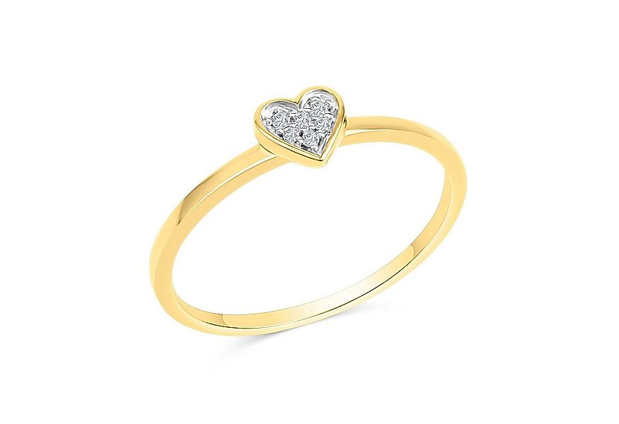 Diamonds by Ellen K. Fingerring Gold 585 zweifarbig Herz-Motiv mit Brillant günstig online kaufen