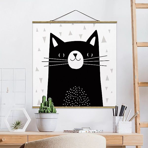 Stoffbild Tiere mit Posterleisten - Quadrat Tierpark mit Mustern - Katze günstig online kaufen