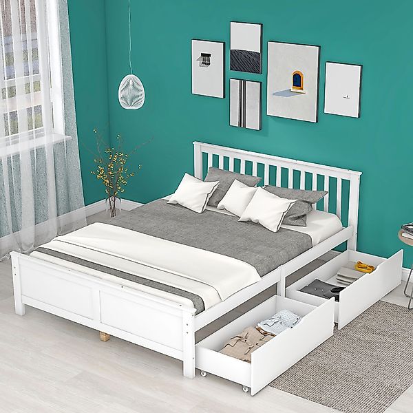 TavilaEcon Holzbett Doppelbett mit Schubladen zur günstig online kaufen