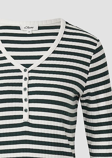 s.Oliver Langarmshirt Ripp-Langarmshirt mit Knopfleiste im günstig online kaufen