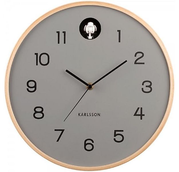 Karlsson Uhr Wanduhr Natural Cuckoo Birch Wood Mouse Grey günstig online kaufen