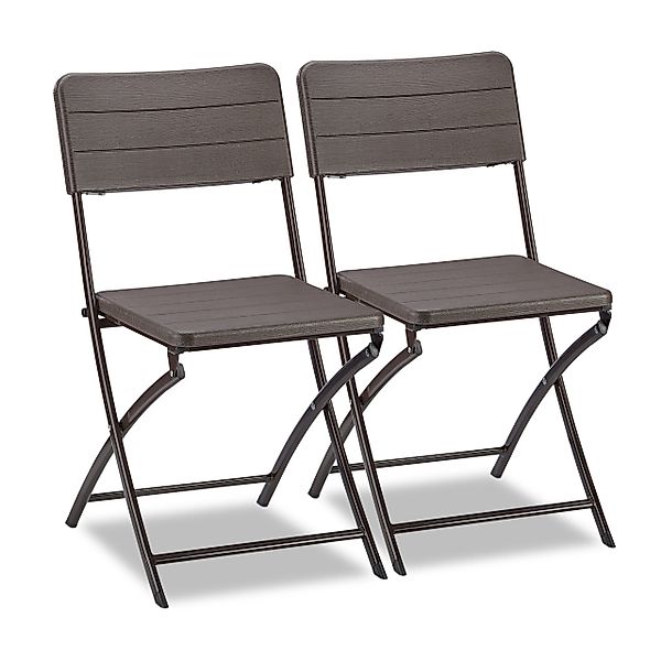 relaxdays Gartenstuhl 2er Set Holzoptik, Braun günstig online kaufen