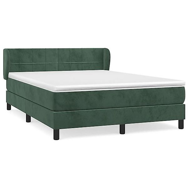 vidaXL Boxspringbett, Boxspringbett mit Matratze Dunkelgrün 140x200 cm Samt günstig online kaufen