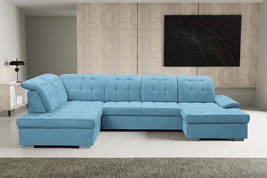 WERK2 Wohnlandschaft "Kordula-New U-Form", Sofa in U-Form mit Schlaffunktio günstig online kaufen