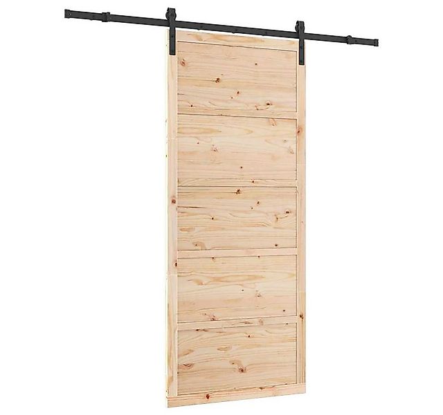 vidaXL Schiebetür Schiebetür Braun 100 x 208 cm Massives Kiefernholz (1-St) günstig online kaufen