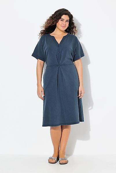 Ulla Popken Jerseykleid Jerseykleid A-Linie Tunika-Ausschnitt günstig online kaufen