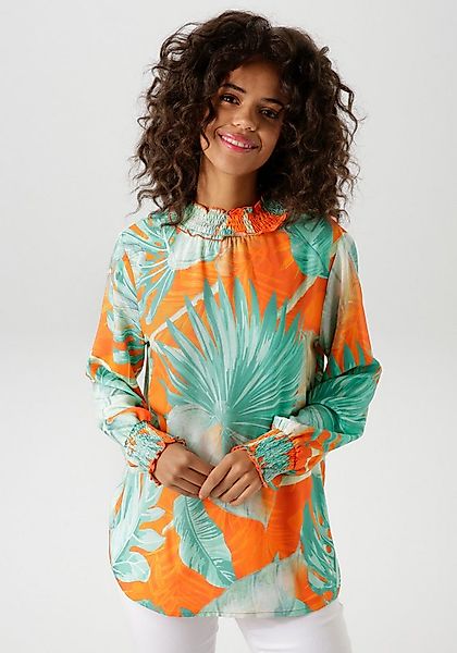 Aniston CASUAL Schlupfbluse mit großflächigen Blätterdruck im Batik-Dessin günstig online kaufen