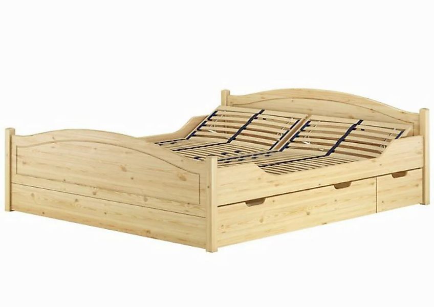 ERST-HOLZ Bett Kieferholzbett Doppelbett 180x200 massiv natur Zubehör wählb günstig online kaufen