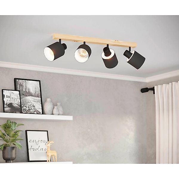 Eglo Spotleuchte Batallas 4-flammig Schwarz-Braun E27 10W günstig online kaufen