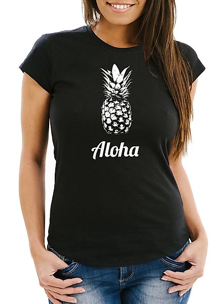 MoonWorks Print-Shirt Damen T-Shirt Aloha Ananans günstig online kaufen