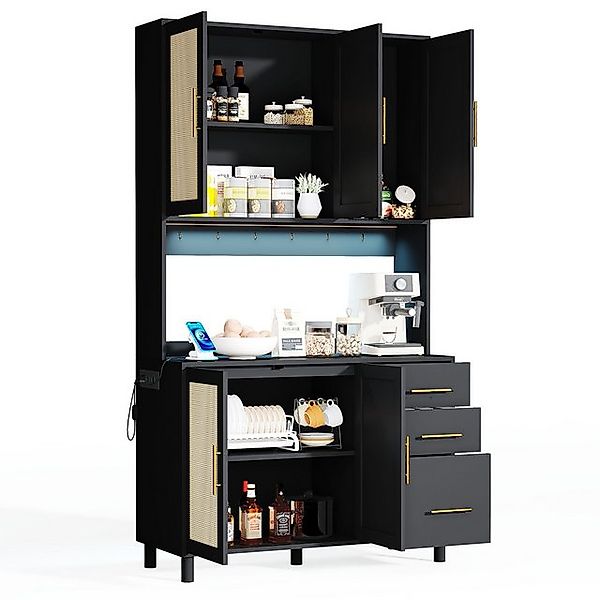 Rutaqian Buffet Küchenanrichte, LED Buffet, Mehrzweckschrank,mit Steckdosen günstig online kaufen