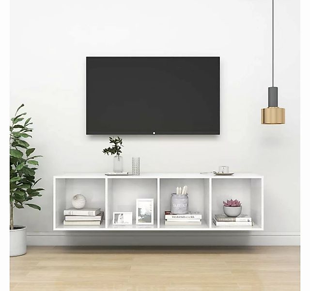 furnicato TV-Schrank TV-Wandschrank Hochglanz-Weiß 37x37x142,5 cm Holzwerks günstig online kaufen
