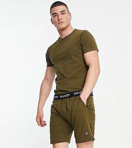 Lyle & Scott – Bodywear Larry – Set mit T-Shirt und Shorts in Khaki mit Zie günstig online kaufen