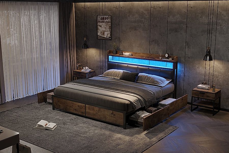 KLAM HOME Polsterbett hydraulisches Doppelbett Stauraumbett günstig online kaufen