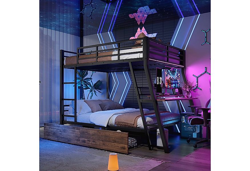 BlingBin Hochbett (1-St., mit Schreibtisch, LED-Beleuchtung, 2 Schubladen u günstig online kaufen
