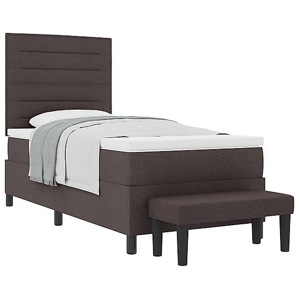 vidaXL Bett Boxspringbett mit Matratze & Bank Dunkelbraun 90x190 cm Stoff ( günstig online kaufen