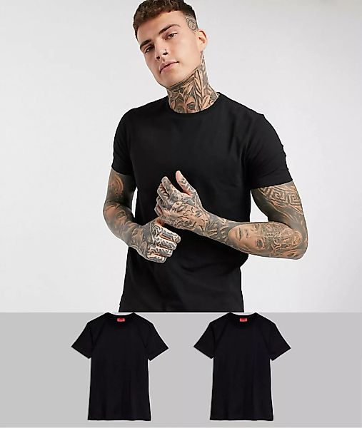 HUGO – 2er Packung schwarze T-Shirts günstig online kaufen