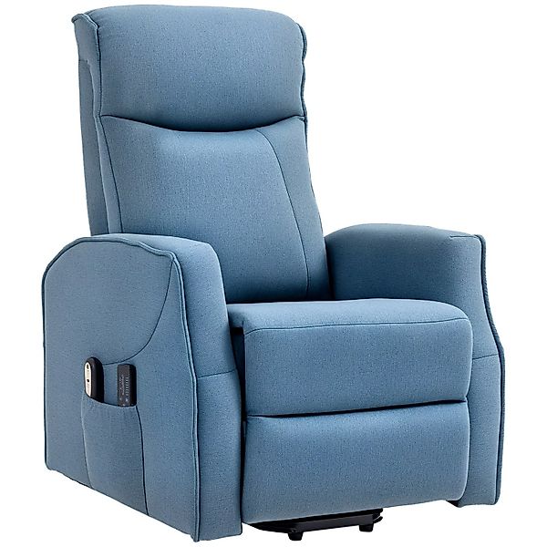 HOMCOM Sessel mit Aufstehhilfe Leinen 100% Polyester Eisen Schaumstoff Blau günstig online kaufen