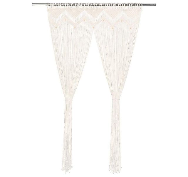 furnicato Vorhang Fadengardine Makramee 140 x 240 cm Creme Baumwolle günstig online kaufen