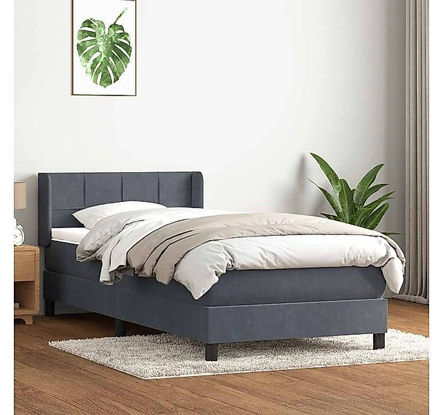 vidaXL Boxspringbett, Boxspringbett mit Matratze Dunkelgrau 80x220 cm Samt günstig online kaufen