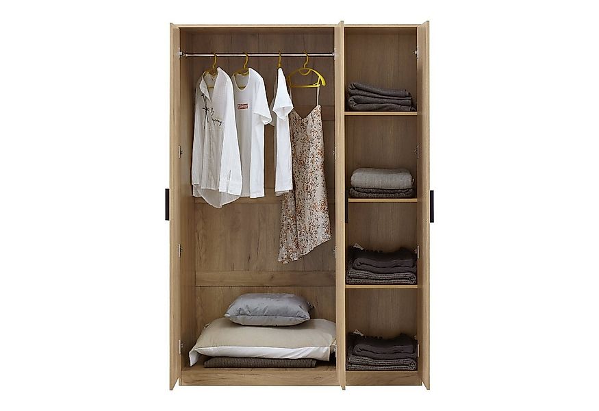 en.casa Kleiderschrank »Eiselfing« 3 Türen, 1 Stange, 4 Fächer 176x120x52 c günstig online kaufen