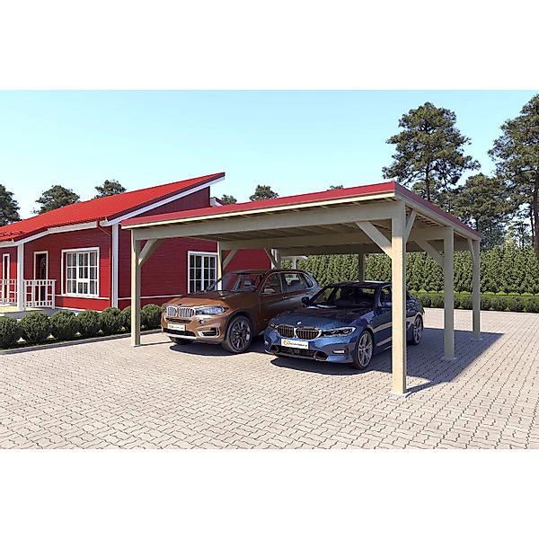 Holzbrüder Carport Ralf 36m² 150kg/m² Natur-Rot günstig online kaufen
