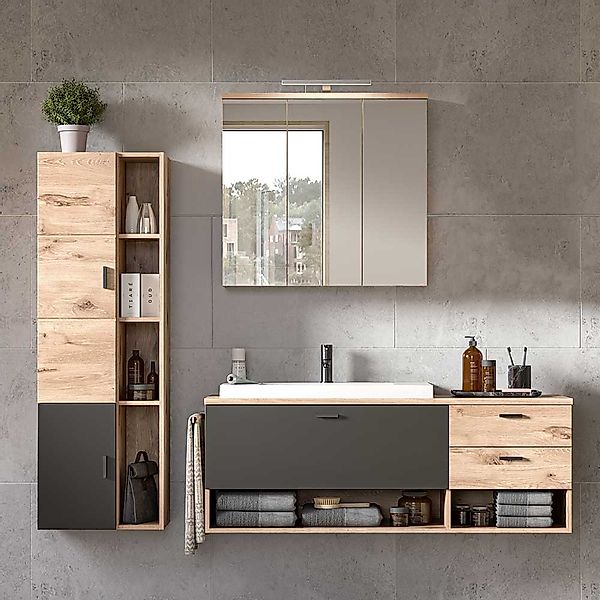 Waschplatz Set zweifarbig für die Wandmontage 144 cm hoch (dreiteilig) günstig online kaufen