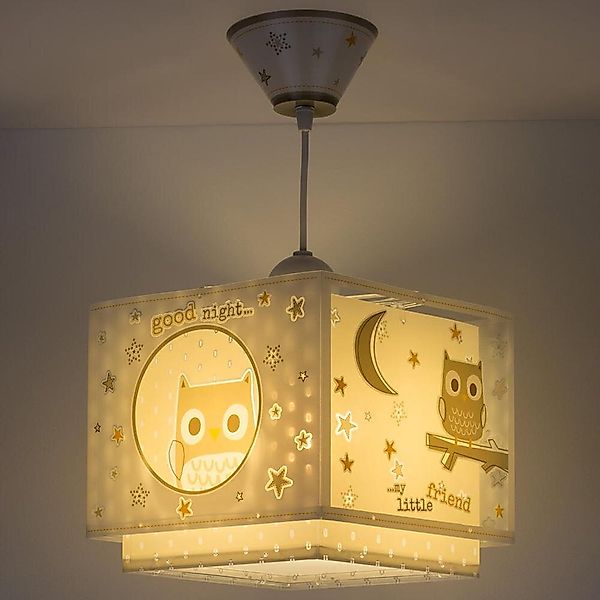 Kinderzimmer Pendelleuchte Good Night mit Eule fluoreszierend E27 günstig online kaufen