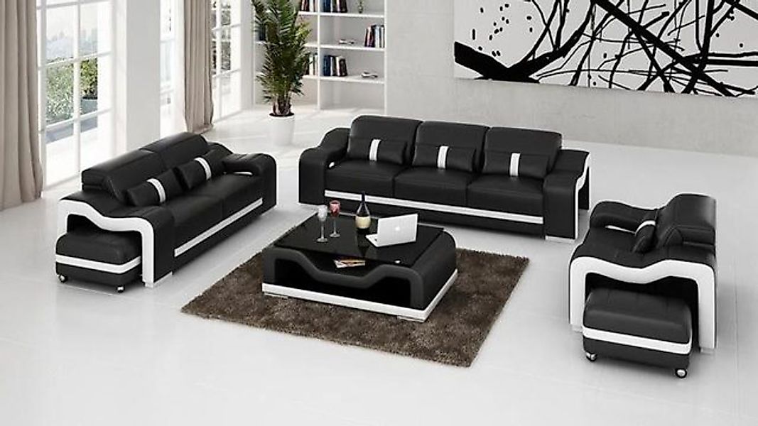 JVmoebel Sofa Große Schwarze Wohnlandschaft Garnitur 3+1+1 Sitzer Set Neu, günstig online kaufen