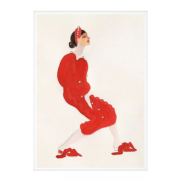 Paper Collective - Red With Pearls Kunstdruck 50x70cm - beige, rot, schwarz günstig online kaufen