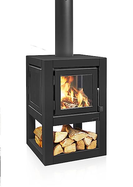 Quaruba Gartenofen Schwarz Mit Rollen L 1 Seite Glas günstig online kaufen
