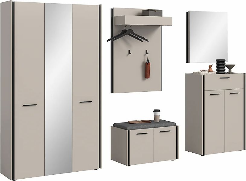 Home affaire Garderoben-Set "RAK, 6-teilige Garderoben-Kombi inkl. Sitzkiss günstig online kaufen