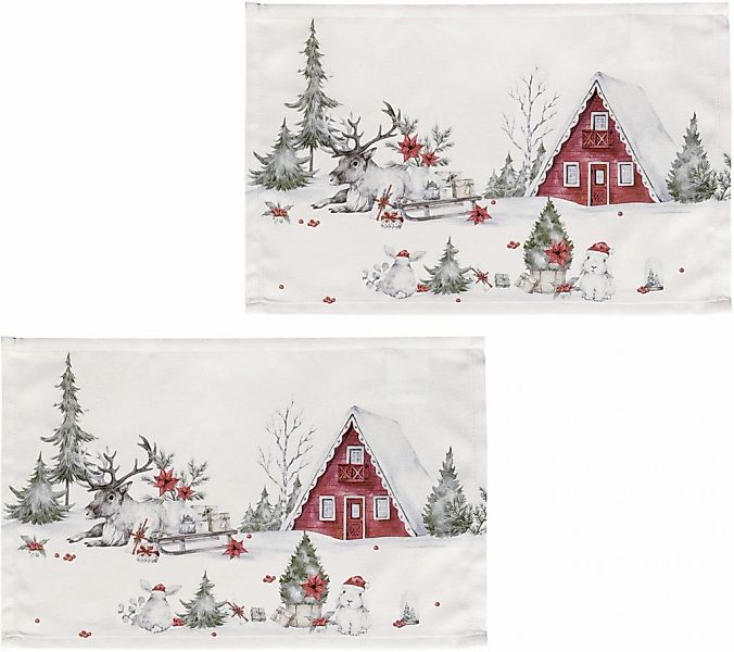 my home Platzset "Lealux" 2er Set, Weihnachtlich, bedruckt, weiche Haptik, günstig online kaufen