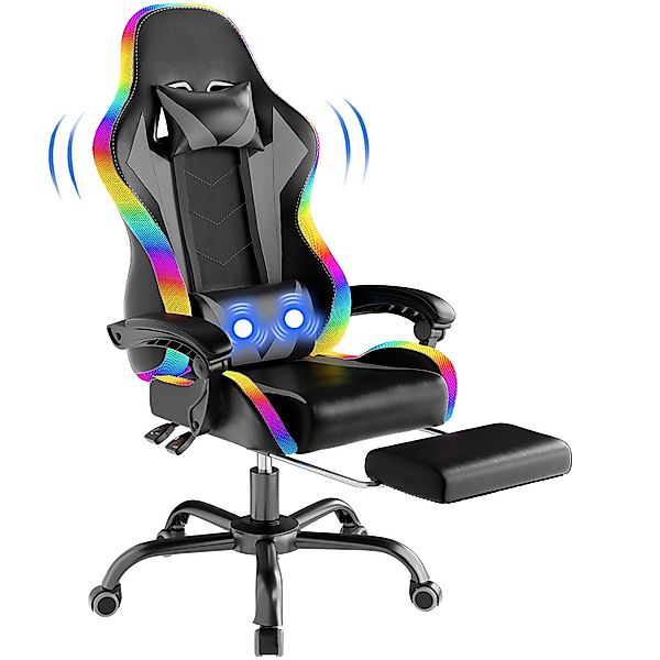 HOMALL Gaming-Stuhl LED Gaming Chair,Massage,Bürostuhl,Gaming Stuhl, günstig online kaufen