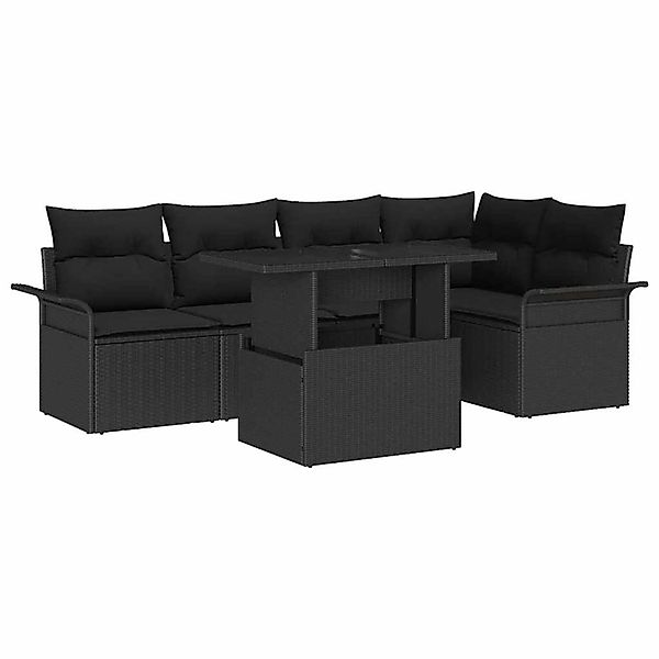 vidaXL Garten-Sofa-Set mit Kissen 6-Tlg Schwarz Poly Rattan 3357026 günstig online kaufen